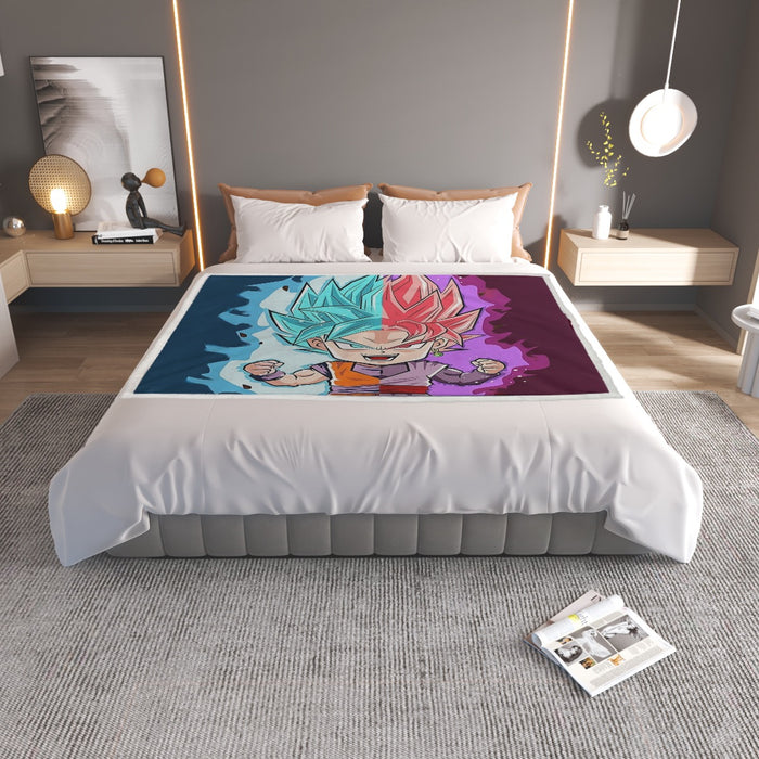 DBZ Goku Zamasu SSGSS God Blue Rose Super Saiyan Chibi Household Warm Blanket