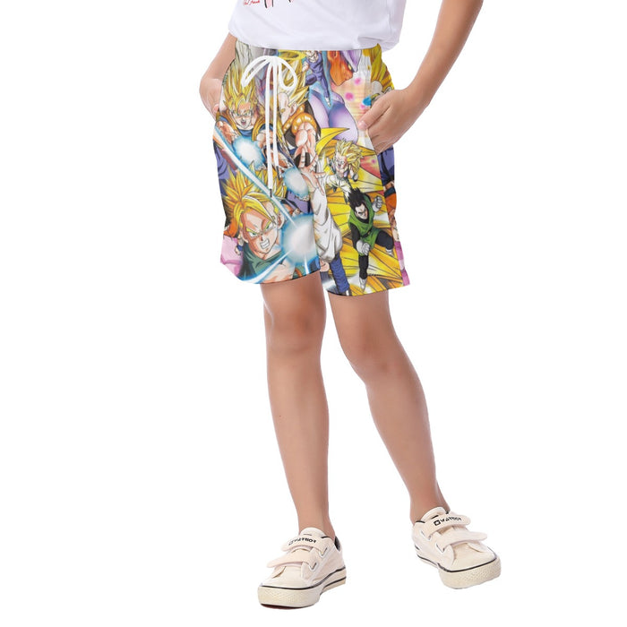 DBZ Goku Gohan Goten Super Saiyan Kamehameha Color Design Kid's Beach Shorts