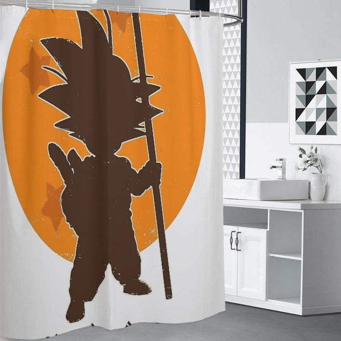 Dragon Ball Z Kid Goku Shadow Logo White Shower Curtains
