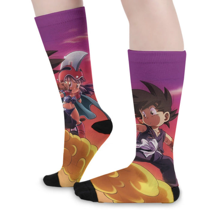 Kid Goku & Chichi Flying on Golden Cloud 3D Socks