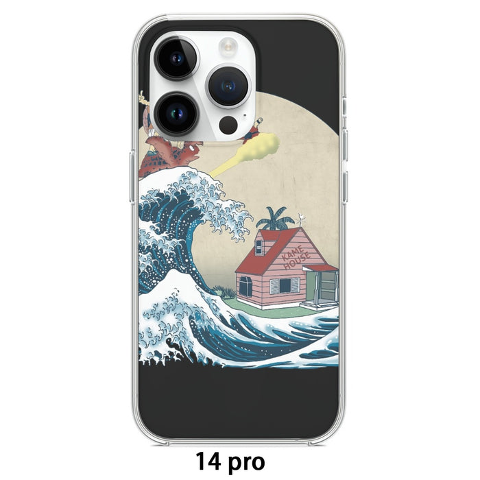 DBZ Kid Goku And Master Roshi Surfing To Kame House iPhone 14 Case