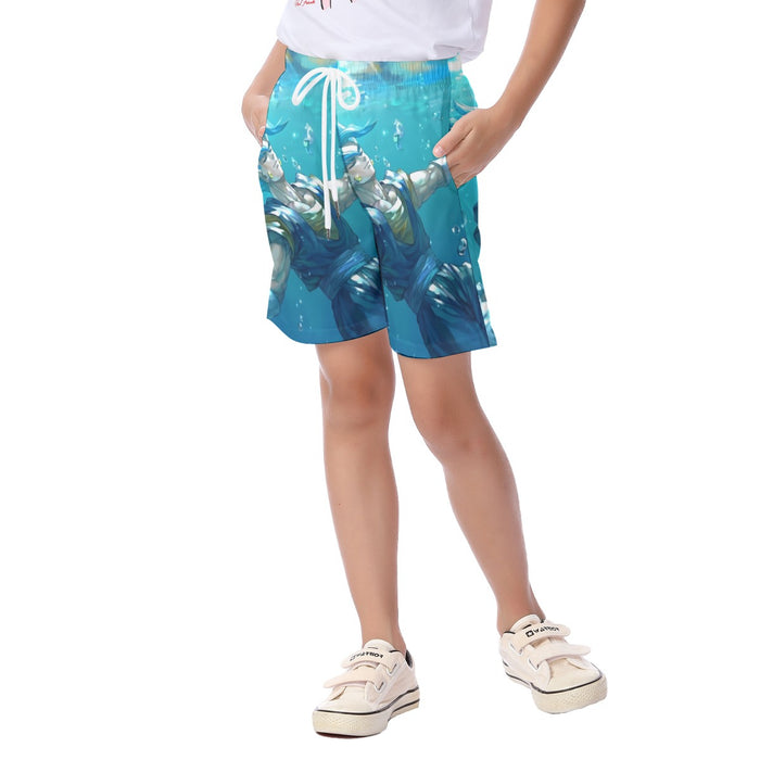 DBZ Relax Gogeta Ocean Blue Saiyan SSGSS Dope Design Kid's Beach Shorts