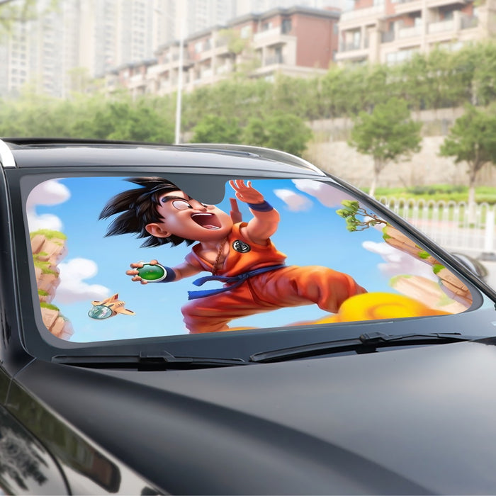 Dragon Ball Goku Kid Ride Flying Nimbus Cute Dope Streetwear Windshield Sunshade