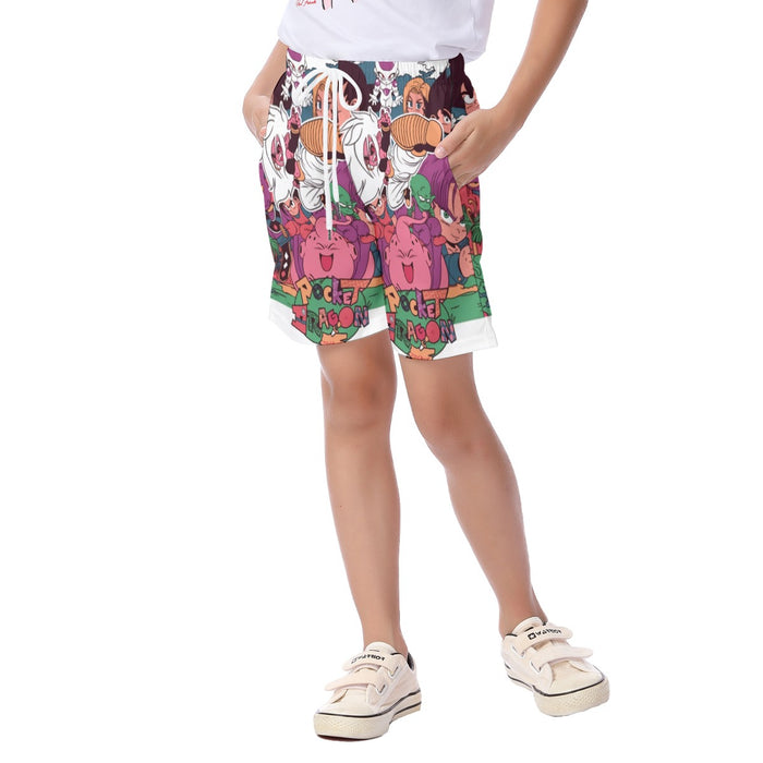 Kid Versions Of Dragon Ball Z Characters Kid's Beach Shorts