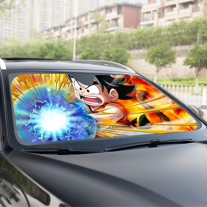 Dragon Ball Energy Kid Goku Blue Kamehameha Windshield Sunshade