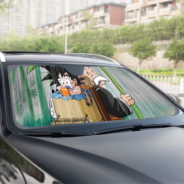 DBZ Kid Goku Super Saiyan Grandpa Gohan Cover Rain Cute Design Windshield Sunshade