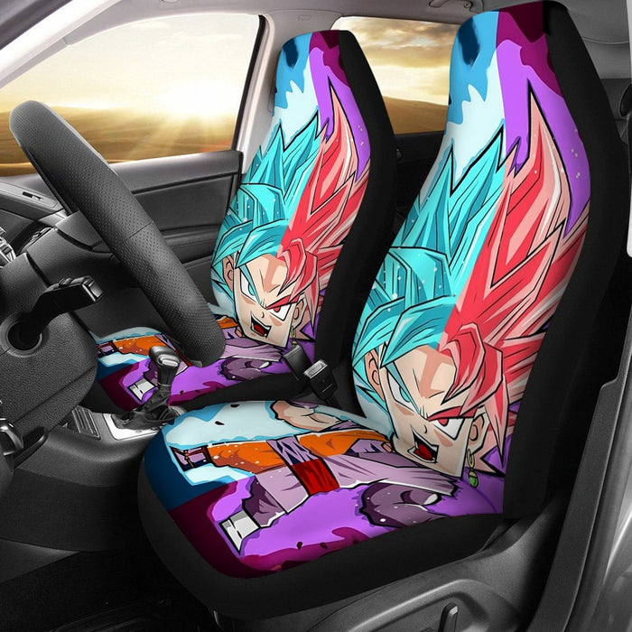 DBZ Goku Zamasu SSGSS God Blue Rose Super Saiyan Chibi Car Seat Cover