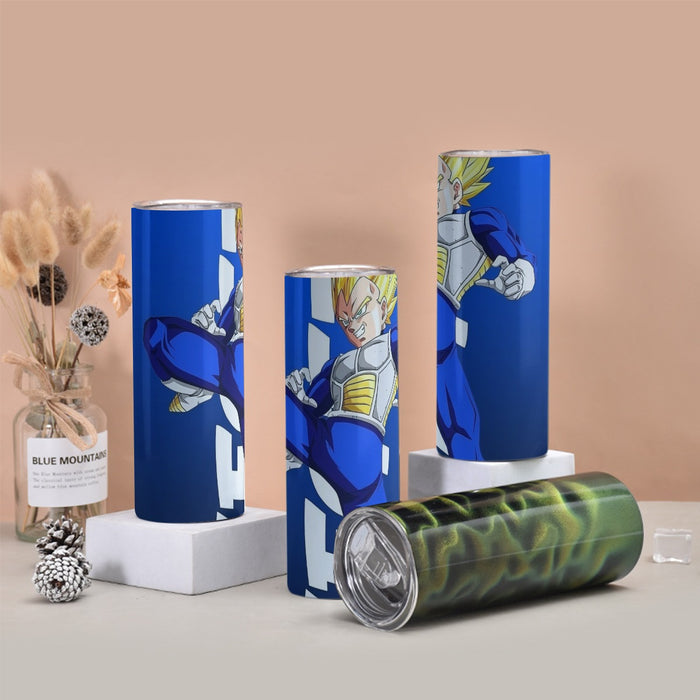 Vegeta With Background Word Dragon Ball Tumbler with twinkle surface