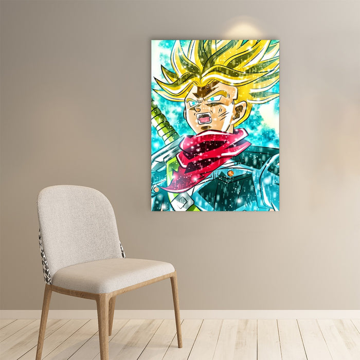 DBZ Trunks Super Saiyan Powerful Battle Ultimate Transformation Design Paper poster