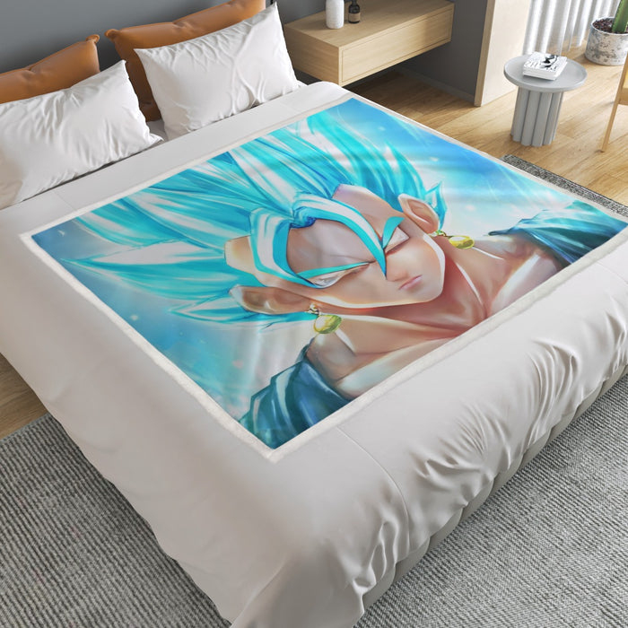 DBZ Goku God Saiyan Blue SSGSS Potara Fusion Design Trendy Household Warm Blanket