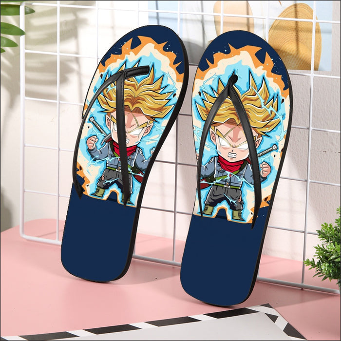 Dragon Ball Future Trunks Saga Super Saiyan Chibi Design Flip Flops