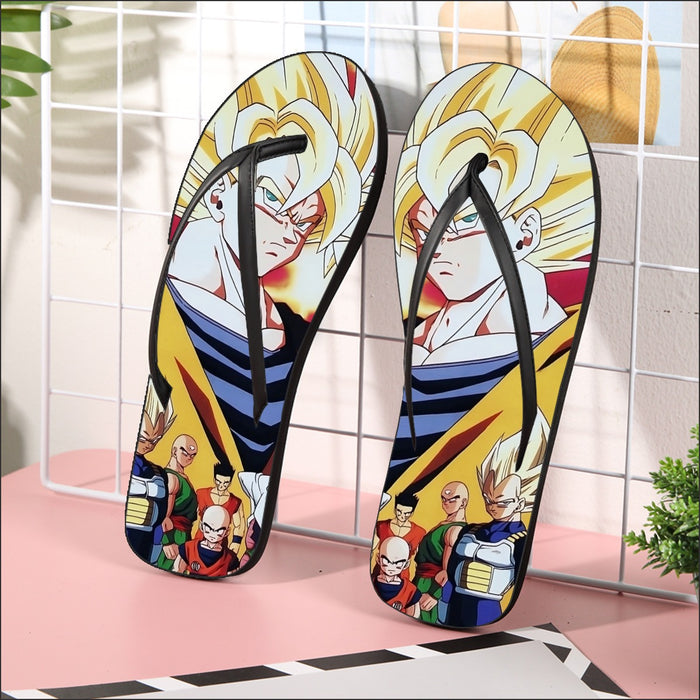 Dragon Ball Z Angry Super Saiyan Fighters  Flip Flops