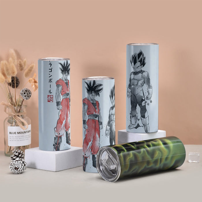 Watercolor Goku And Vegeta Posing Dragon Ball Z Tumbler with twinkle surface