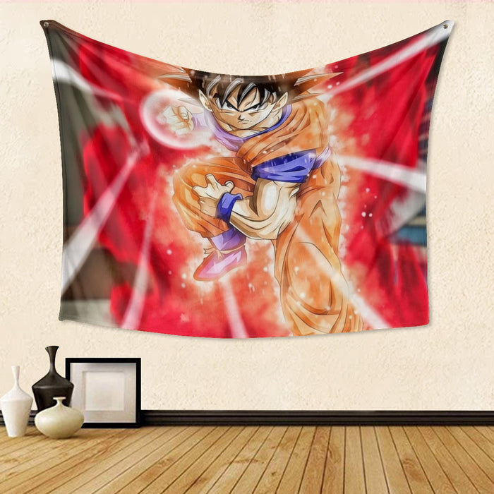 Dragon Ball Super Goku Red Kaioken Energy Epic Punch Tapestry