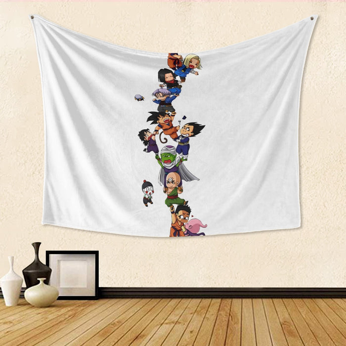 Dragon Ball Z Cute Adorable Chibi DBZ Characters White Tapestry