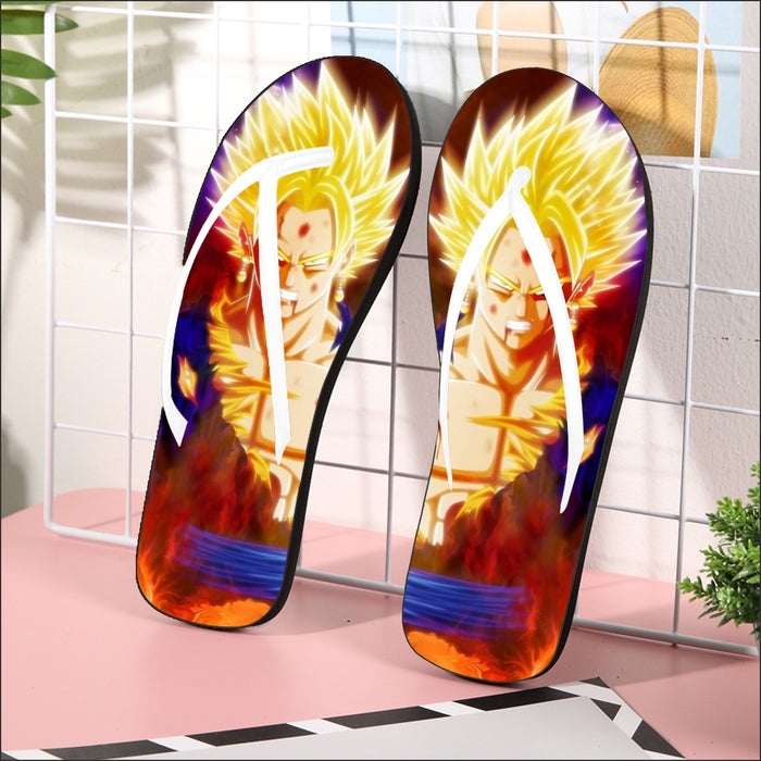 Dragon Ball Z Vegito Super Saiyan Angry Bruised Dope Flip Flops