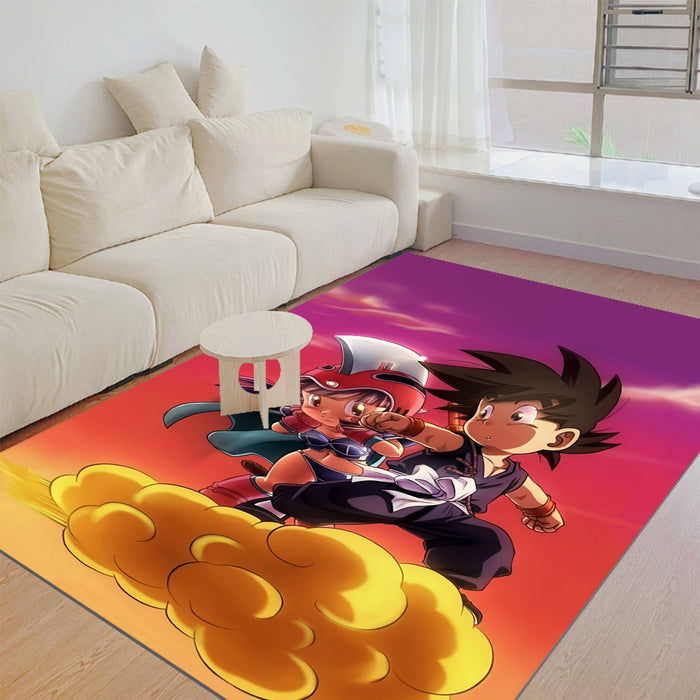 Kid Goku & Chichi Flying on Golden Cloud 3D Rug