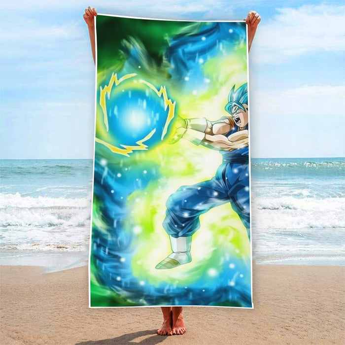 DBZ Goku Super Saiyan Blue SSGSS Kamehameha Power Attack Beach Towel