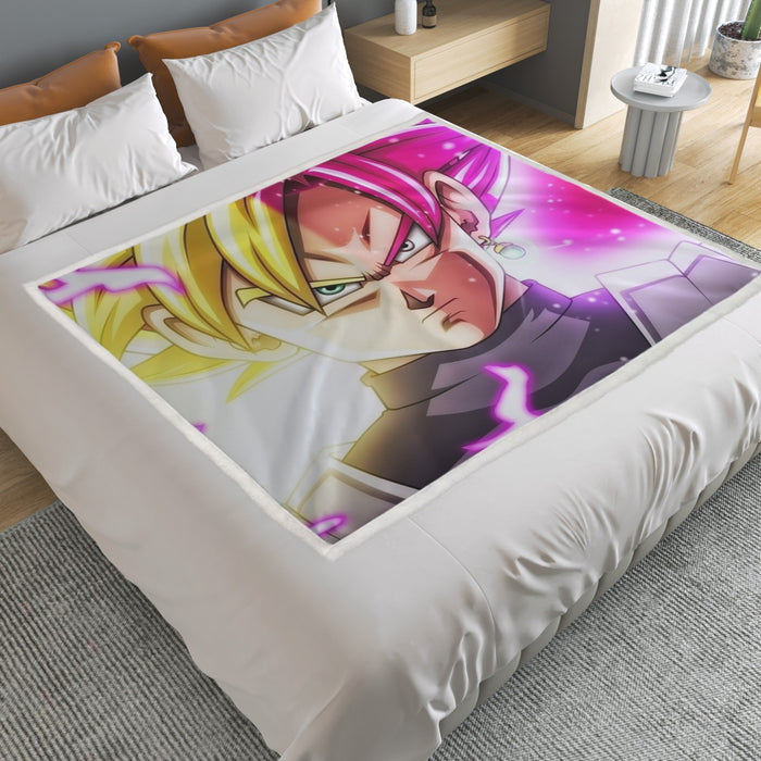 DBZ Goku God Half Rose and Golden Portrait Dope Design Household Warm Blanket