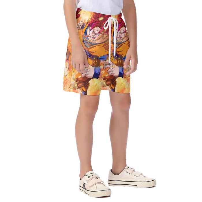 Dragon Ball Super Goku Rage Red Ultra Instinct Dope Kid's Beach Shorts