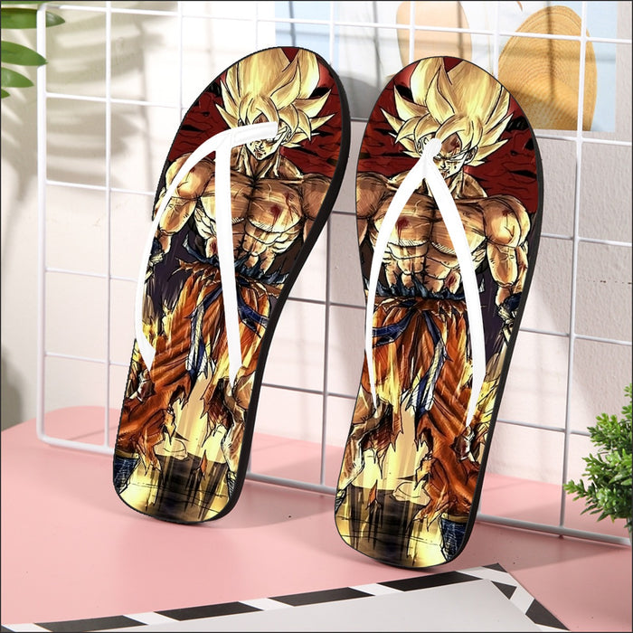 Powerful Goku Super Saiyan 2 Transformation SSJ2 Flip Flops