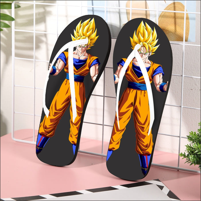 Goku Transformation Thunder Black Super Saiyan Flip Flops