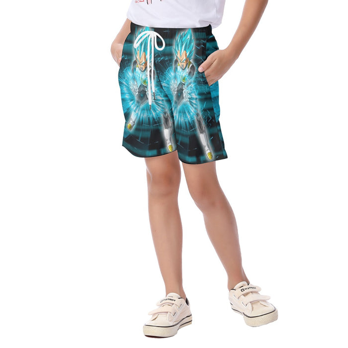 Dragon Ball Super Vegeta Blue Double Galick Gun Epic Kid's Beach Shorts