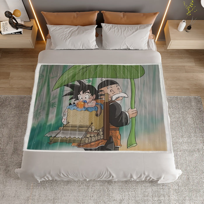 DBZ Kid Goku Super Saiyan Grandpa Gohan Cover Rain Cute Design Household Warm Blanket