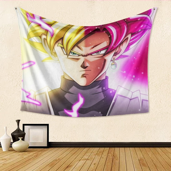 DBZ Goku God Half Rose and Golden Portrait Dope Design Tapestry