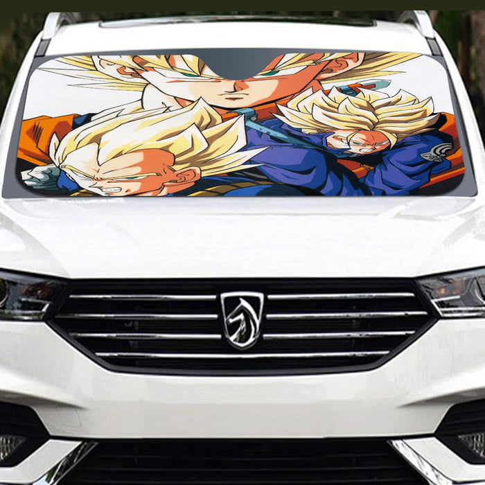 Dragon Ball Goku Vegeta Trunks Super Saiyan Power Heroes Cool Trending Design Windshield Sunshade