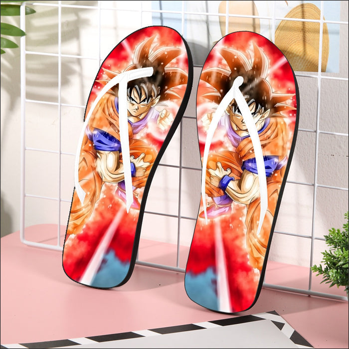 Dragon Ball Super Goku Red Kaioken Energy Epic Punch Flip Flops