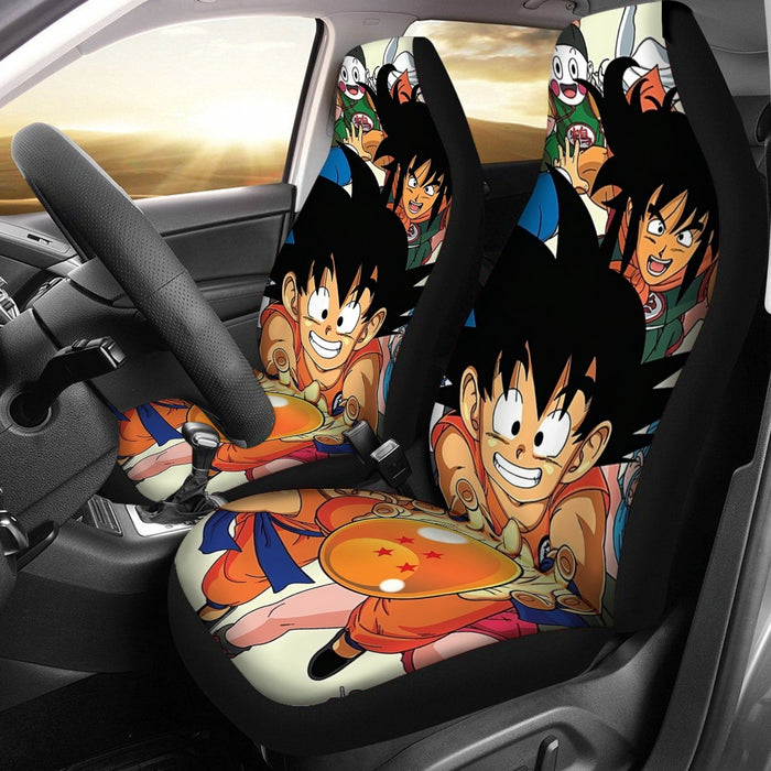DBZ Kid Goku Master Roshi Bulma Krillin Chasing Dragon Ball Funny Car Seat Cover