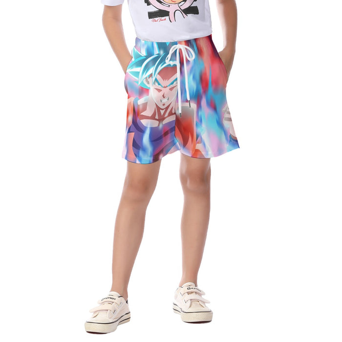 Dragon Ball Super Saiyan Blue Goku Kid's Beach Shorts