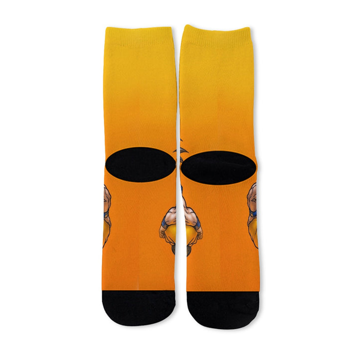 Goku Orange Background Socks