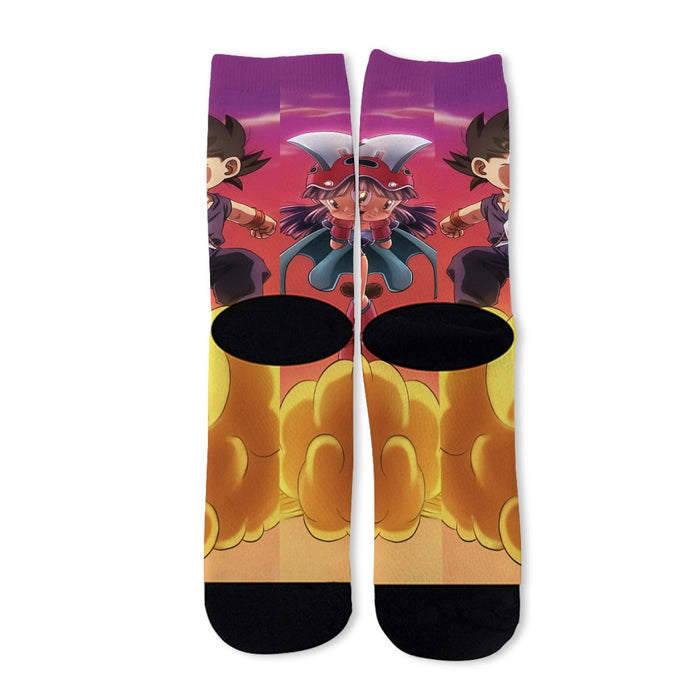 Kid Goku & Chichi Flying on Golden Cloud 3D Socks