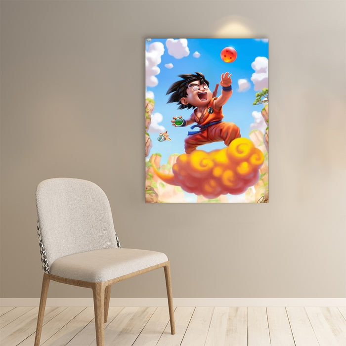 Dragon Ball Goku Kid Ride Flying Nimbus Cute Dope Streetwear Paper poster