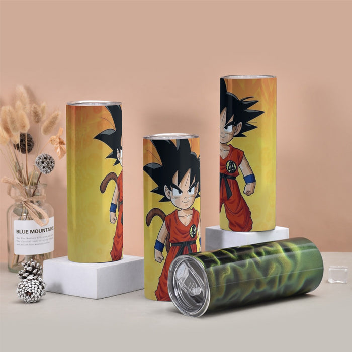 Cute Young Kid Goku Yellow Dragon Ball 3D Tumbler with twinkle surface