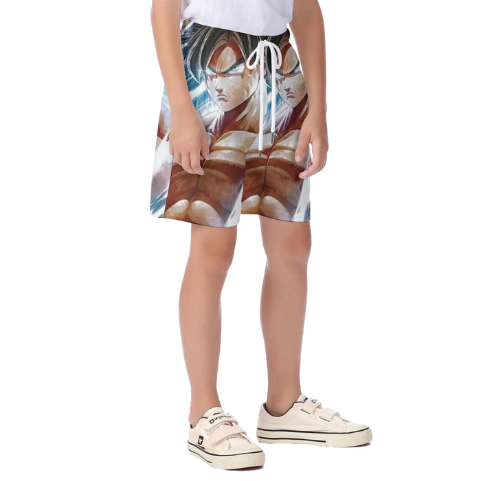 Dragon Ball Super Ultra Instinct Goku Manga Kid's Beach Shorts