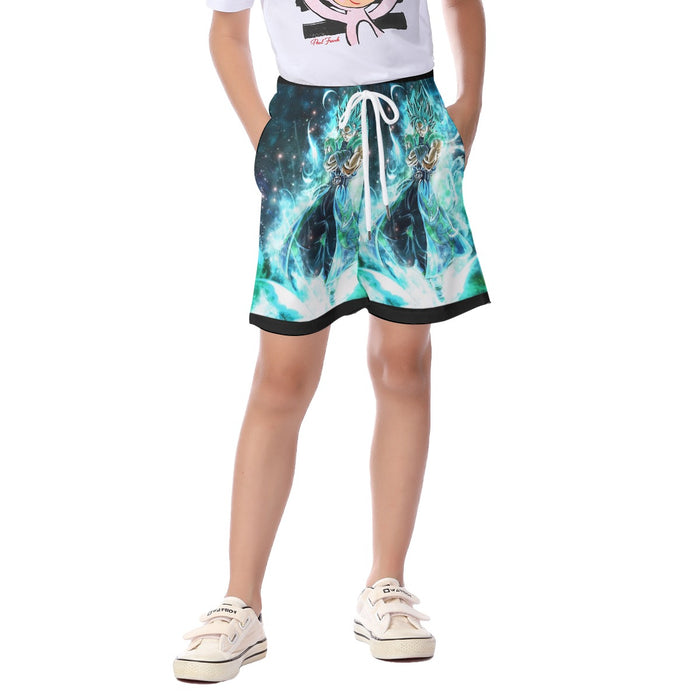 Dragon Ball Gogito 2 Blue Super Saiyan Kaioken Cool Kid's Beach Shorts