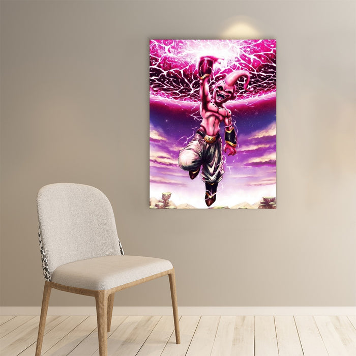 DBZ Kid Buu Super Villain Giant Ki Blast Realistic Design Paper poster