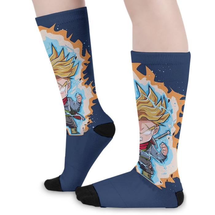 Dragon Ball Future Trunks Saga Super Saiyan Chibi Design Socks