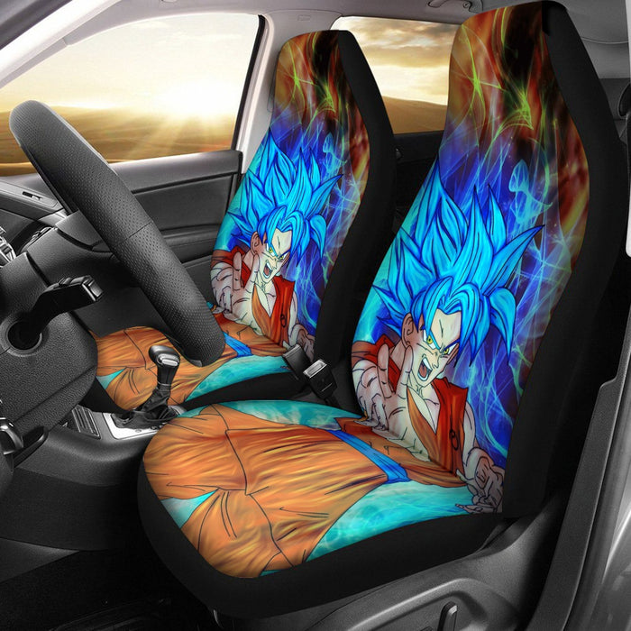 DBZ Goku Super Saiyan God Blue SSGSS Power Aura Fire Theme Design Car Seat Cover