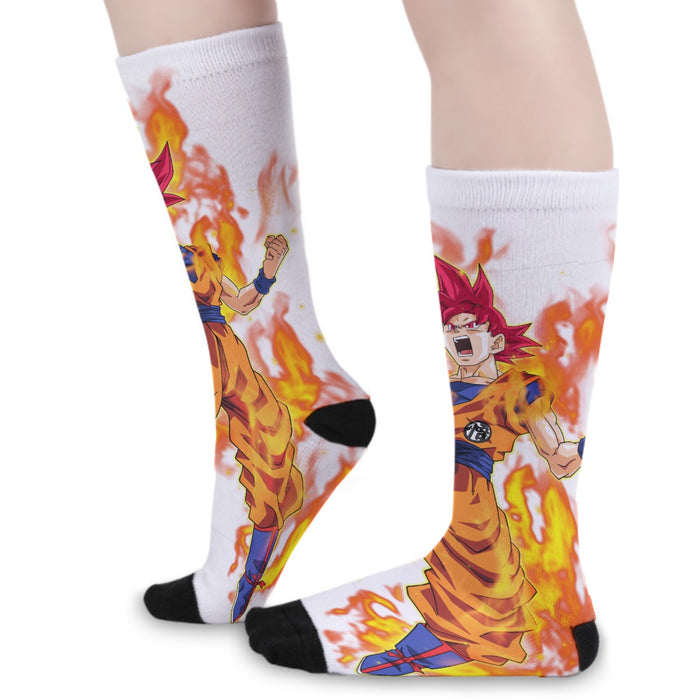 Awesome Goku Super Saiyan God Transformation DBZ Socks