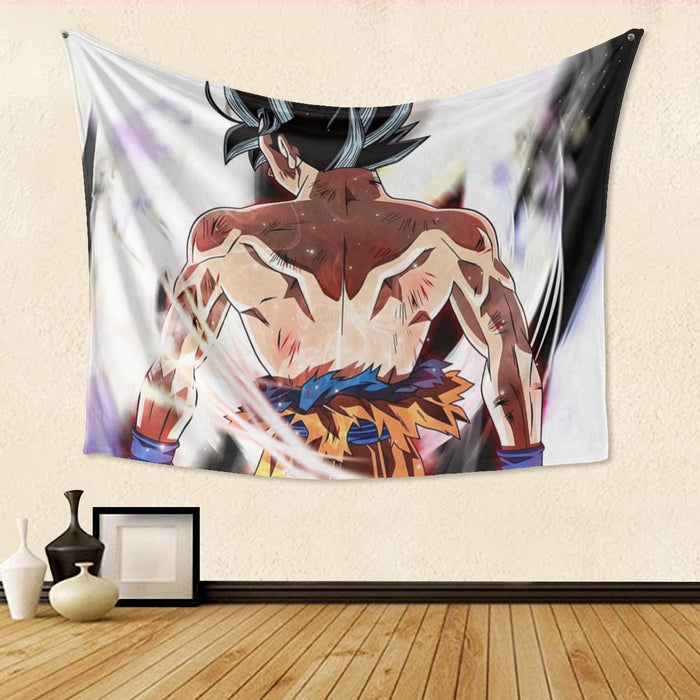 Dragon Ball Goku Damaged Battle Muscular Powerful Aura Tapestry