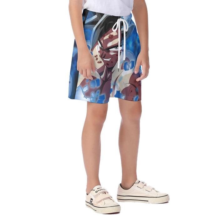 Dragon Ball Super Goku Blue Ultra Instinct Dope Grin Kid's Beach Shorts