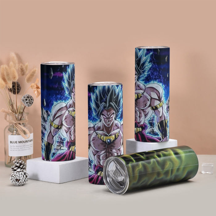 DBZ Legendary Super Saiyan Broly With Black Hair Tumbler with twinkle surface