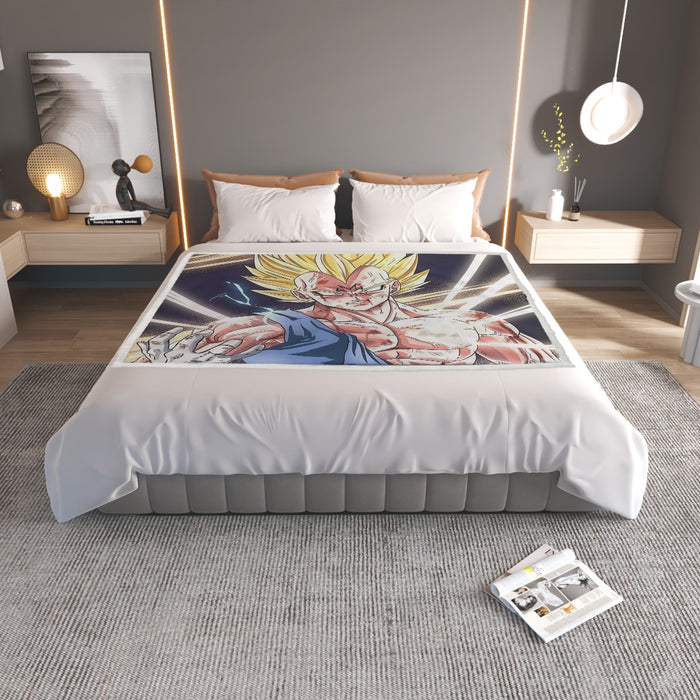 DBZ Majin Vegeta Saiyan Prince Fight Injure Manga Style Trending Household Warm Blanket