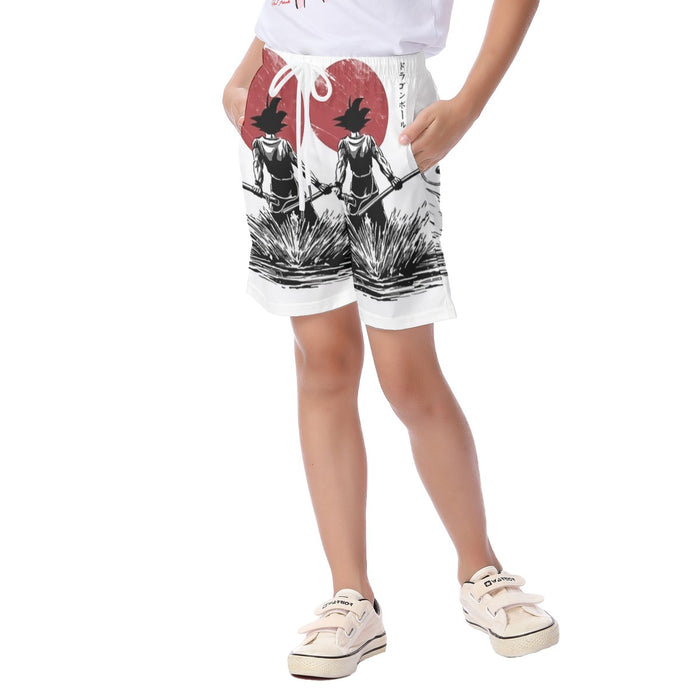 Goku With Red Moon Dragon Ball  Kid's Beach Shorts