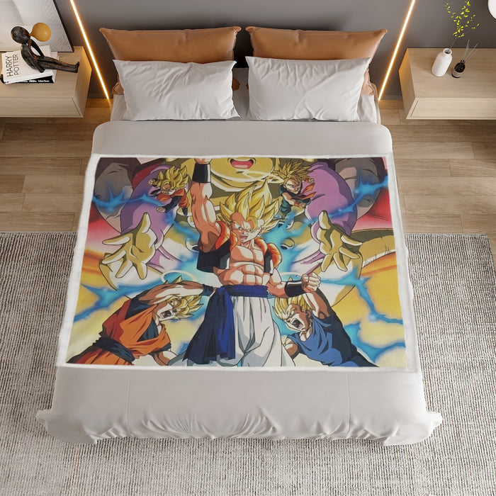 DBZ Goku Vegeta Fusion Saiyan Gogeta Colorful Design Streetwear Household Warm Blanket