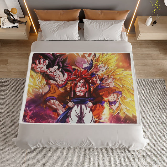 DBZ Gogeta Goku Vegeta Super Saiyan Powerful Lightning Thunder Design Household Warm Blanket